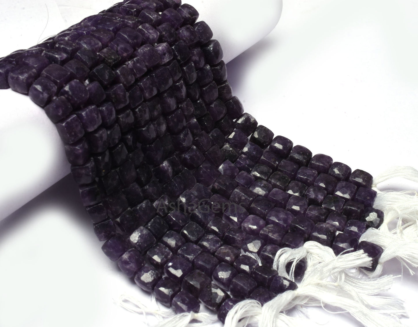 Natural Purple Lepidolite Faceted Cube Box Beads,8" Strand Lepidolite 3D Cube Gemstone Beads, Lepidolite Beads For Jewelry making Craft SALE
