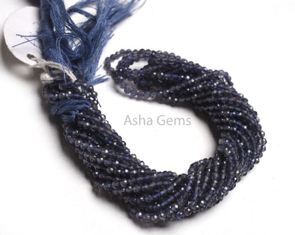 2.5 mm Natural Blue Iolite Micro Cut Faceted Rondelle Beads,13" Strand AAA Quality Iolite Machine Cut Beads, Iolite Bead Jewelry Craft SALE