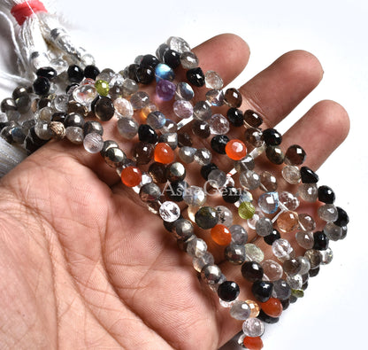 Beautiful Multi Color Gemstone Faceted Onion Shape Beads Disco Onion Briolette Beads,8"Strand Natural Mix Color Stone Faceted Onion Beads
