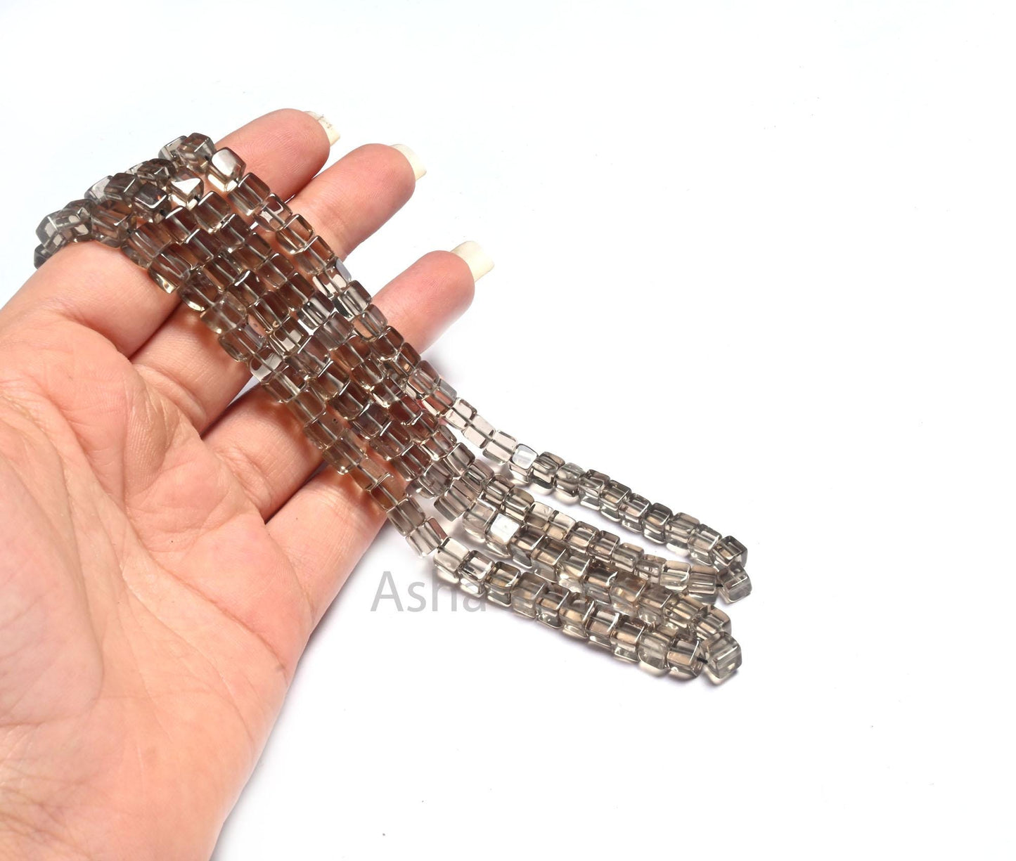 Fine Quality Smoky Quartz Smooth 3D Cube Box Shape Beads, Natural Light Grey Smoky Handmade Cube Box Gemstone Bead Jewelry Making Craft SALE