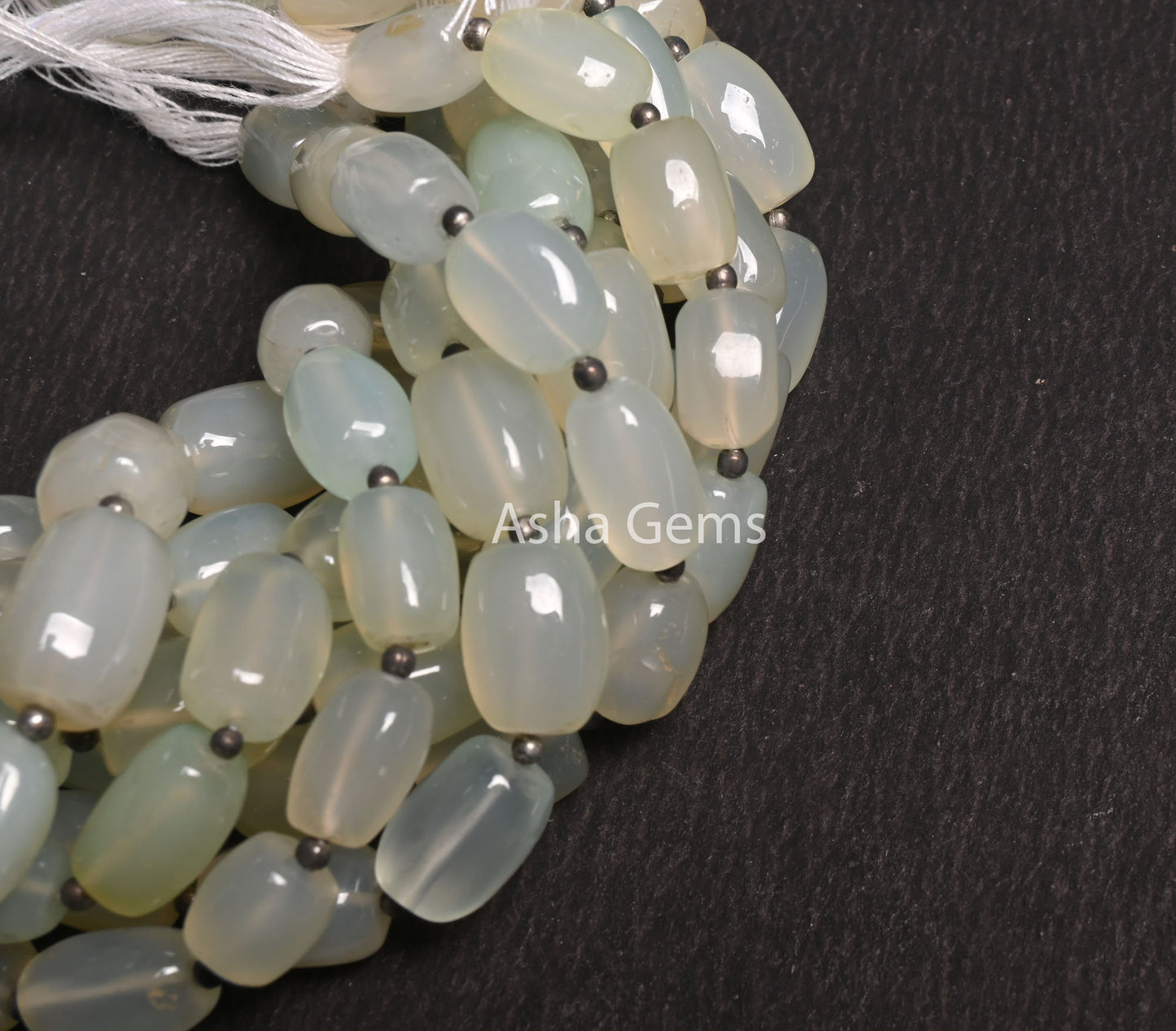 Light Aqua Blue Chalcedony Fancy Barrell Shape Handmade Beads,8" Strand Chalcedony Beads, Fine Chalcedony Smooth Fancy Gemstone Bead Jewelry