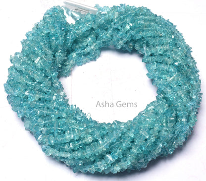 AAA Quality Apatite smooth Uncut Chip Beads Gemstone, 34"strand natural sky Blue Apatite raw Rough Beads, blue Apatite Beads Jewelry SALE