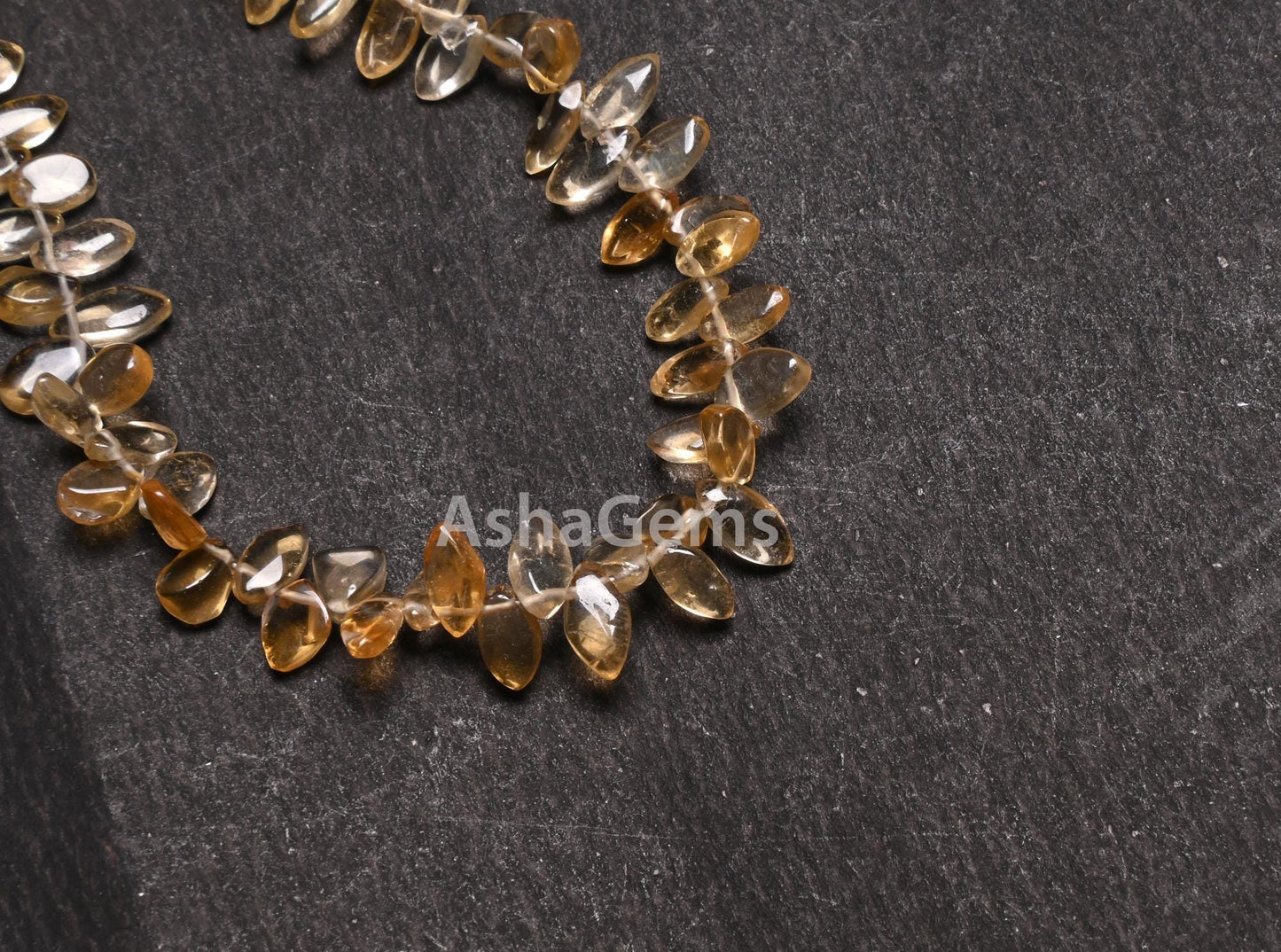 Natural Yellow Citrine Smooth Marquise cabochon Side Drill Beads,8" Fine Citrine Quartz Plain Handmade Marquise Gemstone Beads Jewelry Craft