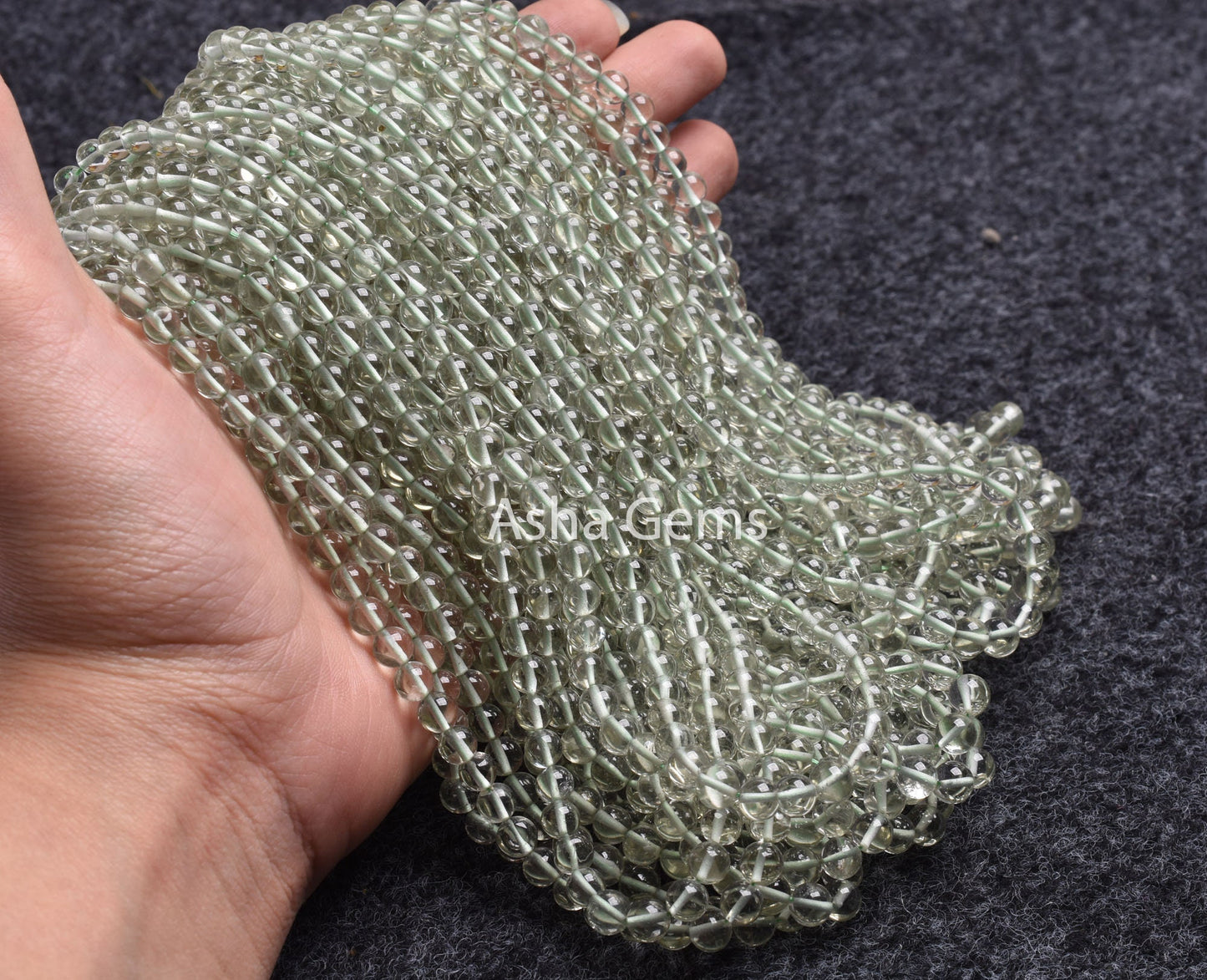 16"Strand AAA Green Amethyst Smooth Round Shape Beads,5-6mm Natural Green Amethyst Beads, Amethyst Loose Bead Round Ball Jewelry Making SALE