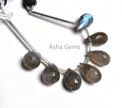 Natural Blue fire labradorite faceted drops shape beads, black rainbow Teardrop Side Drill Gemstone Beads Labradorite Drop bead jewelry SALE
