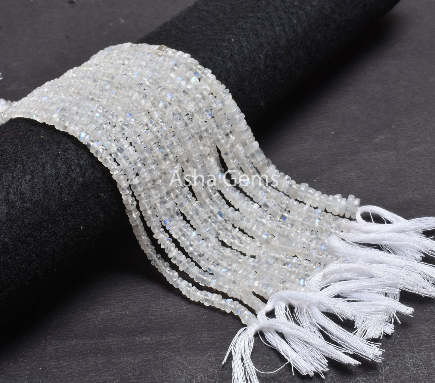 Natural Flash Rainbow Moonstone Smooth Gemstone Beads,12" Strand Blue Fire White Rainbow Uneven Shape Rondelle Handmade Beads Jewelry Crafts