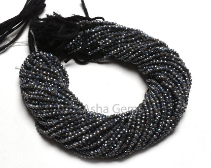 3 mm labradorite Faceted Rondelle Beads,12.5"Strand labradorite Silver Coated Machine Cut Gemstone Beads, AAA Labradorite Beads Jewelry SALE