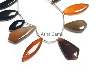 Multi Color Chalcedony Fancy Mix Shape Smooth Gemstone Beads, Disco Chalcedony Mix Shape Handmade Fancy Side Drill Chalcedony Beads Jewelry