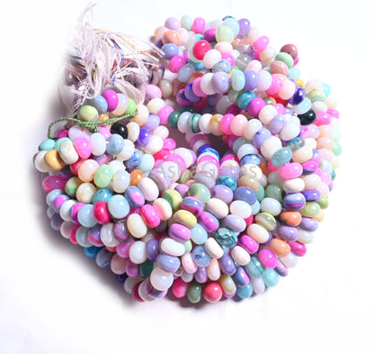 Fine Quality Mix Color Opal Smooth Rondelle Gemstone Loose Beads,16"Disco Opal Plain Handmade Beads, Multi Opal Bead Jewelry handicraft SALE