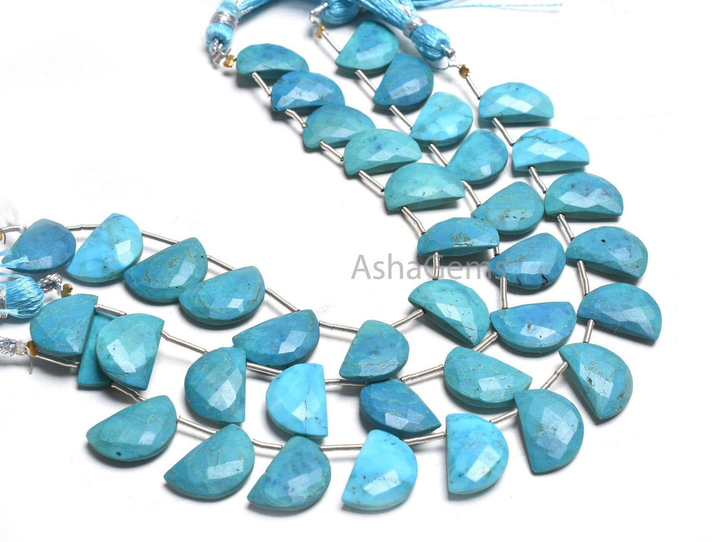 Beautiful Turquoise Howlite Fancy Gemstone Beads,10-15mm Blue Turquoise Faceted D Shape Beads, Turquoise Fancy Briolette Half Moon Bead SALE