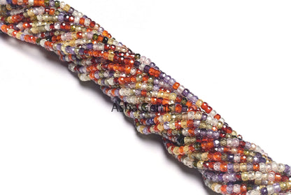 Beautiful Multi Color Zircon Micro Cut Faceted Rondelle Gemstone Beads,3 mm Cubic Zirconia Machine Cut Bead, Zircon Disco Bead Jewelry Craft
