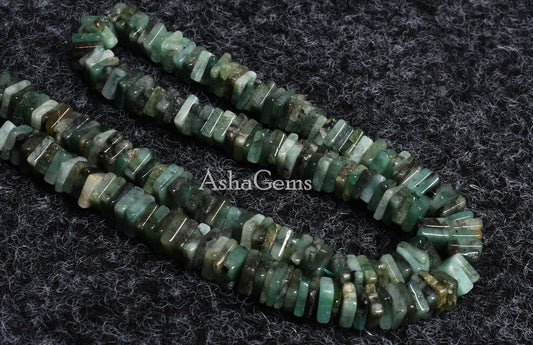 Natural Emerald Smooth Square Beads,15" Strand Heishi Smooth Bead,6-6.5mm Green Emerald Smooth Necklace Beads,Jewelry Crafts,Emerald Beads