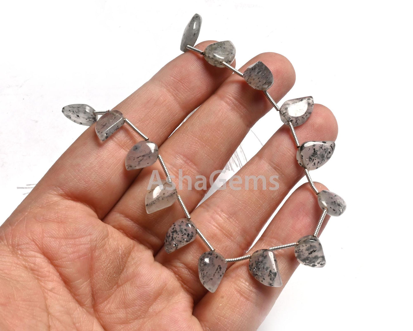 Shaded Black Grey sunstone Fancy Shape Gemstone Beads,8" Fine natural Sunstone Keri Shape Side Drill Handmade Beads Jewelry handicraft SALE