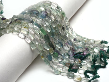 Beautiful Fluorite Smooth Oval Gemstone Beads, Natural Shaded Green Fluorite Plain Handmade Oval Straight Drill Beads, Fluorite Bead Jewelry