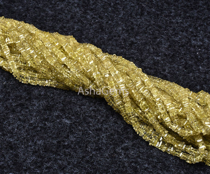 Beautiful Yellow Lemon Quartz Smooth Square Shape Beads, Lemon Heishi Square Plain Beads, Lemon Smooth Flat Beads ,Handmade Loose Gemstone