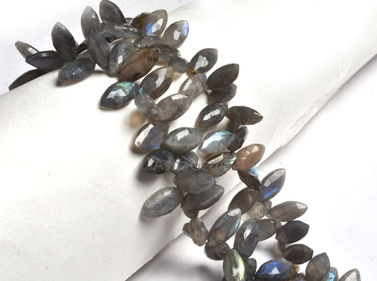 Natural Labradorite Faceted Marquise Shape Gemstone Beads,8.5"Strand Multi Fire Labradorite Bead, Black rainbow Marquise Briolette Bead SALE