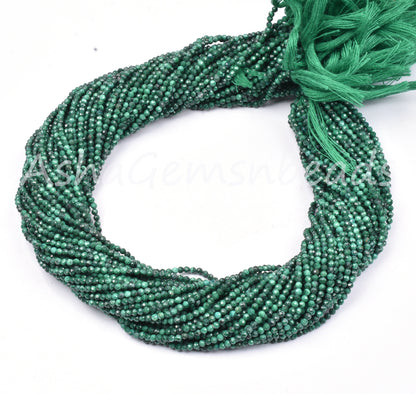 13"Strand Natural Malachite Micro Cut Rondelle Faceted Gemstone Beads,2mm,Super Fine Quality,Faceted Tiny Beads,Jewlry Making Beads,crafts