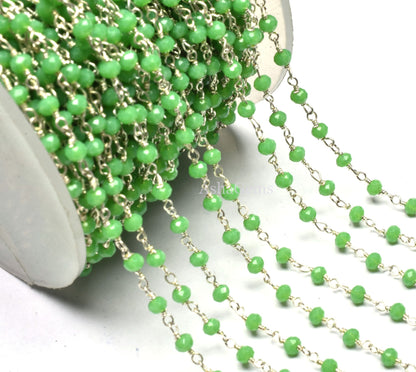 Green Jasper Hydro Faceted Rondelle Jewelry Beads Rosary Chain 1 to 50 Feet Bulk Roll Supply Chain 3-3.5 Green Crystal Rosary Chain CRAFTS