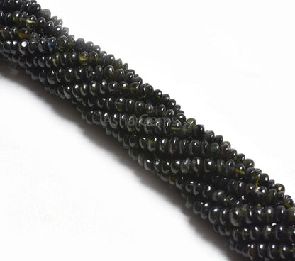 Natural Green Tourmaline Smooth Button Shape Gemstone Beads,13"Strand Tourmaline Handmade Button Center Drill Bead Jewelry Making Craft SALE