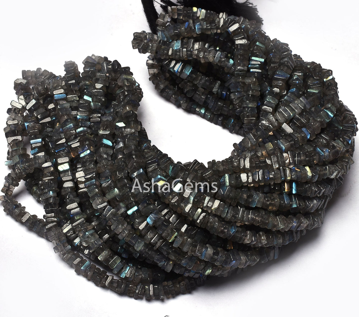 Beautiful Labradorite Smooth Heishi Square Shape Gemstone Beads, Plain Flat Beads, Natural Black Rainbow,Labradorite Jewelry Making Crafts
