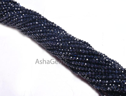 Beautiful Blue Sunstone Faceted Micro Cut Rondelle Shape Beads, Blue Sunstone Machine Cut Gemstone Beads, Sunstone Bead Jewelry Making Craft