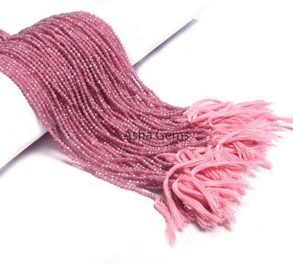 2.5 mm Fine Quality Pink Tourmaline Micro Cut Faceted Rondelle Gemstone Loose Beads, Natural Tourmaline Tiny machine cut Bead Jewelry Crafts