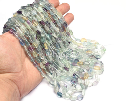Natural Fluorite Smooth Oval Shape Gemstone Beads, multi green Blue Fluorite handmade Plain Beads, Multi fluorite Beads For Necklace Jewelry