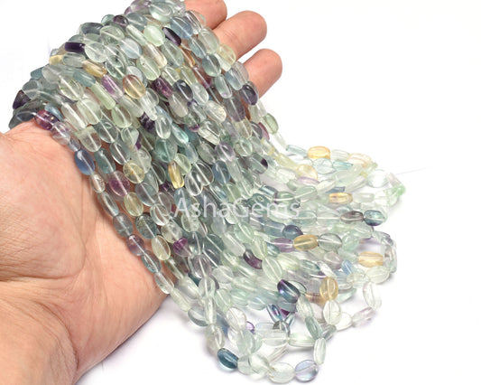 Natural Fluorite Smooth Oval Shape Gemstone Beads, multi green Blue Fluorite handmade Plain Beads, Multi fluorite Beads For Necklace Jewelry