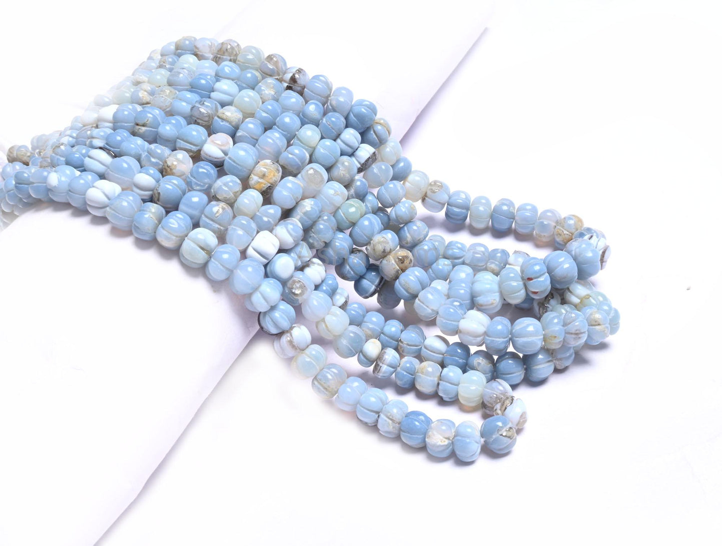 Beautiful Blue opal carving Watermelon beads,16" Shaded Blue Boulder Opal Carve Pumpkin Beads Hand Carved Gemstone Melon Bead Jewelry Crafts