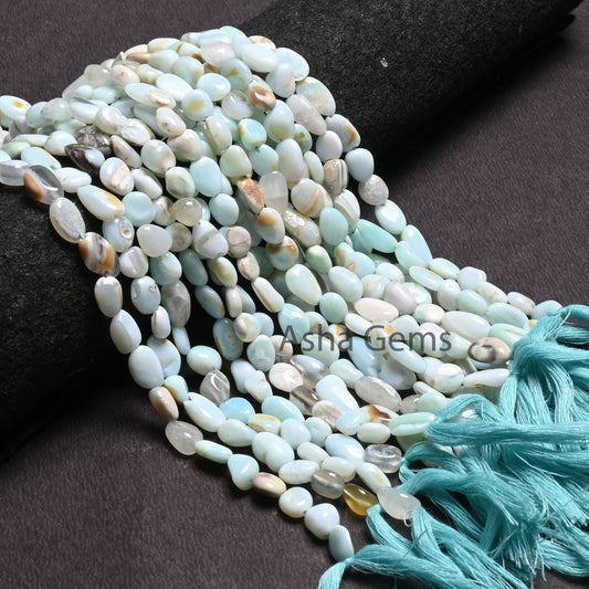 Beautiful Sky Blue Boulder Opal Smooth Nugget Gemstone Loose Beads,7-12mm Shaded Opal Handmade Uneven Tumble Beads Jewelry Making Craft SALE (AG 22286)