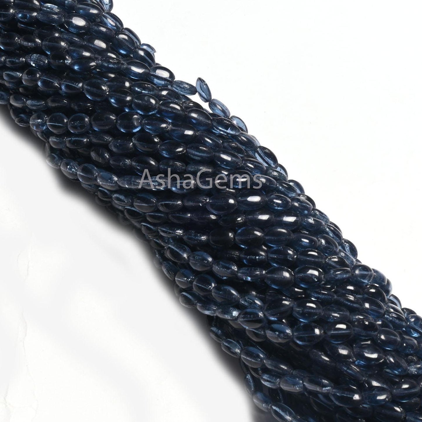 5.5-8 mm Beautiful Blue Iolite Color Hydro Smooth Oval Shape Handmade Beads, Navy Blue Hydro Plain Oval Loose Bead Jewelry Making Craft SALE