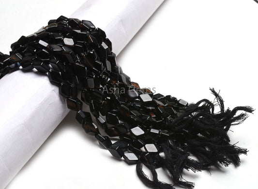 Beautiful Black Onyx fancy Rhombus Gemstone Beads,13"Strand Onyx Uneven Rhombus Straight Drill Handmade Bead,Black Onyx Bead Handicraft SALE