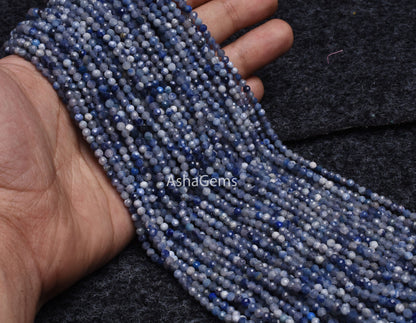 Beautiful dumortierite Micro Cut Beads,3 mm  Shaded Blue dumortierite Faceted Machine Cut Gemstone Beads dumortierite Jewelry Making Crafts