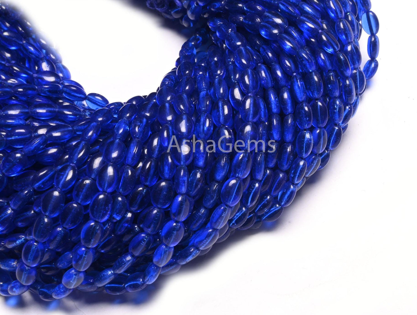 13" Strand Beautiful Royal Blue Color Hydro Smooth Oval Shape Beads,5.5-7.5 mm Blue Hydro Plain Handmade Oval Bead Jewelry Making Craft SALE