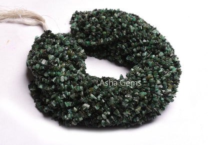 34" Strand Natural Emerald Gemstone Uncut Chips Raw Beads Natural Green Emerald Raw Rough Tiny Nugget Smooth Emerald Bead Jewelry Craft SALE