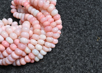 AAA Quality Shaded Pink Opal Smooth Rondelle Shape Beads,16" Strand Pink Opal Plain Handmade Gemstone Beads, Opal Bead Jewelry Necklace SALE