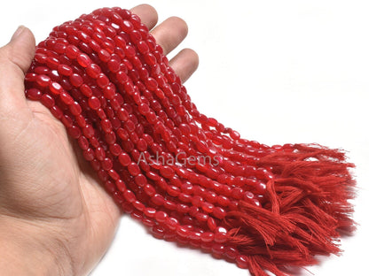 Beautiful Red Quartz Smooth Oval Shape Beads,5-7 mm Red Quartz Handmade Oval Straight Drill Gemstone Beads AAA Red Bead Jewelry Making SALE