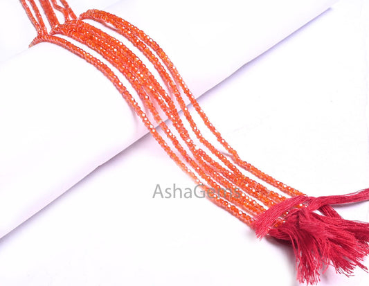 2.5 mm Beautiful Orange Zircon faceted Micro Cut rondelle Tiny beads, 13" Orange Cubic Zircon Machine Cut Beads Jewelry Necklace Crafts SALE