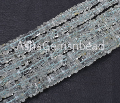 Natural Blue Aquamarine Smooth Square Shape Gemstone Beads, Aquamarine Beads, AAA Aquamarine Plain Handmade Heishi Square Flat Beads Jewelry
