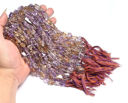 Fine Quality Ametrine faceted Nugget Shape Gemstone Beads,10" Natural Purple Yellow Ametrine Handmade Tumble Indian Cut Ametryn Bead Jewelry