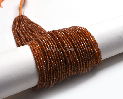 AAA Quality Natural Hessonite Machine Cut Beads,3.25 mm Brown Hessonite Garnet Micro Cut Faceted Rondelle Gemstone Bead Hessonite Jewelry