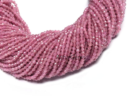 2.5 mm Fine Quality Pink Tourmaline Micro Cut Faceted Rondelle Gemstone Loose Beads, Natural Tourmaline Tiny machine cut Bead Jewelry Crafts