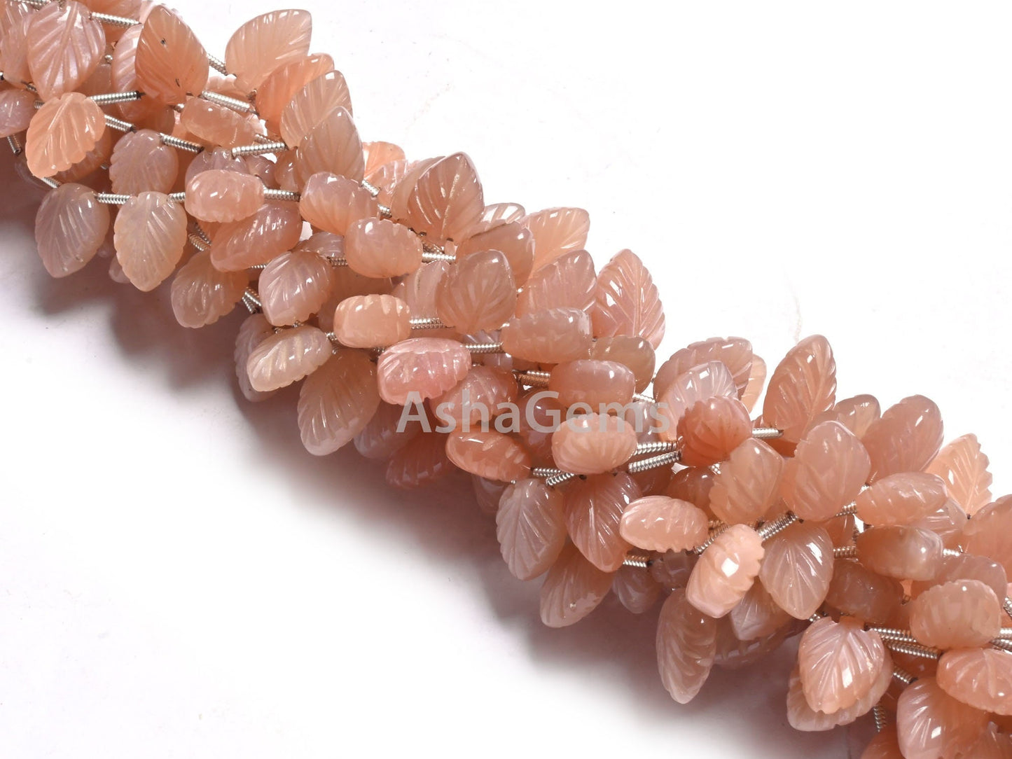 AAA Quality Peach Moonstone Leaf Shape Carving Beads,Natural Moonstone Fancy Carved Pear Briolette Side Drill Gemstone Handmade Bead Jewelry