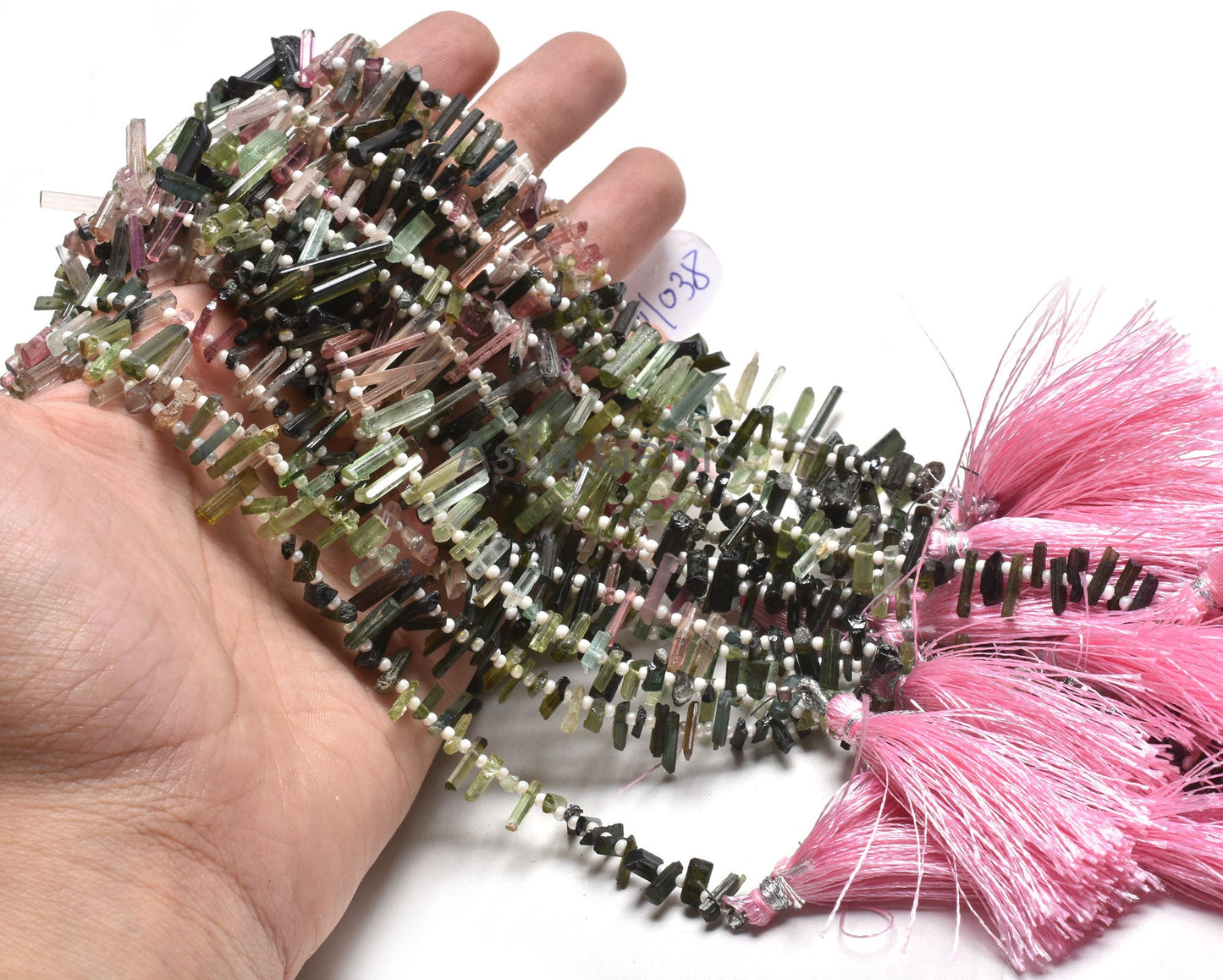 Fine Multi Pink Green Tourmaline Pencil Shape Uneven Gemstone Beads, Real Tourmaline Smooth Raw Long Stick Rough fancy Side Drill Bead Craft