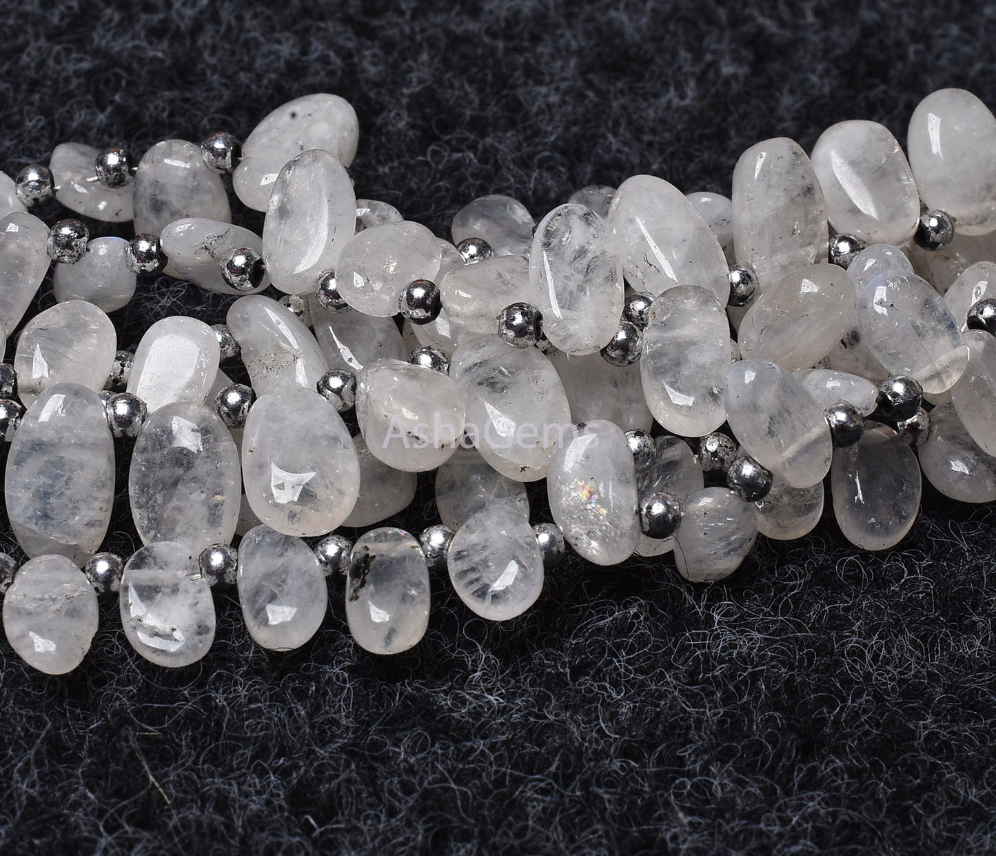 Amazing Flash Rainbow Moonstone Beads, Natural White Moonstone Loose Beads, Handmade Uneven Oval Shape Beads For Jewelry Making Crafts SALE