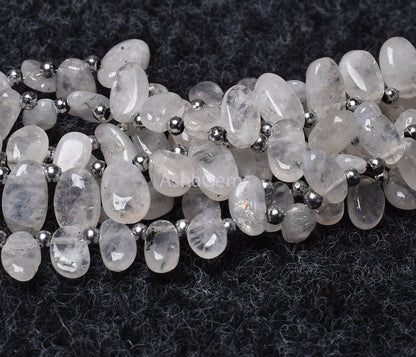 Amazing Flash Rainbow Moonstone Beads, Natural White Moonstone Loose Beads, Handmade Uneven Oval Shape Beads For Jewelry Making Crafts SALE