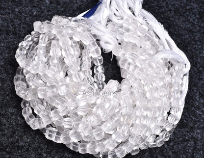 Natural Crystal quartz faceted 3D Cube Box Beads,9"Strand White Crystal beads Crystal faceted Cube Box Gemstone Bead For Jewelry Making SALE