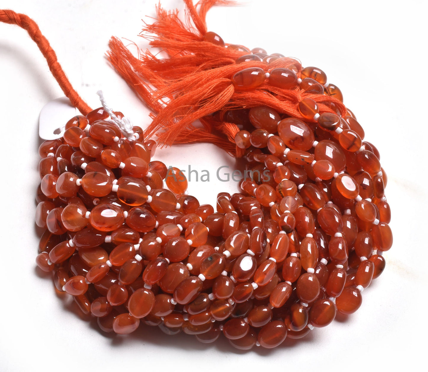 Natural Carnelian Oval Shape smooth Gemstone Beads,10" Strand Red Carnelian Handmade Uneven Oval Straight Drill Beads Jewelry Making Crafts
