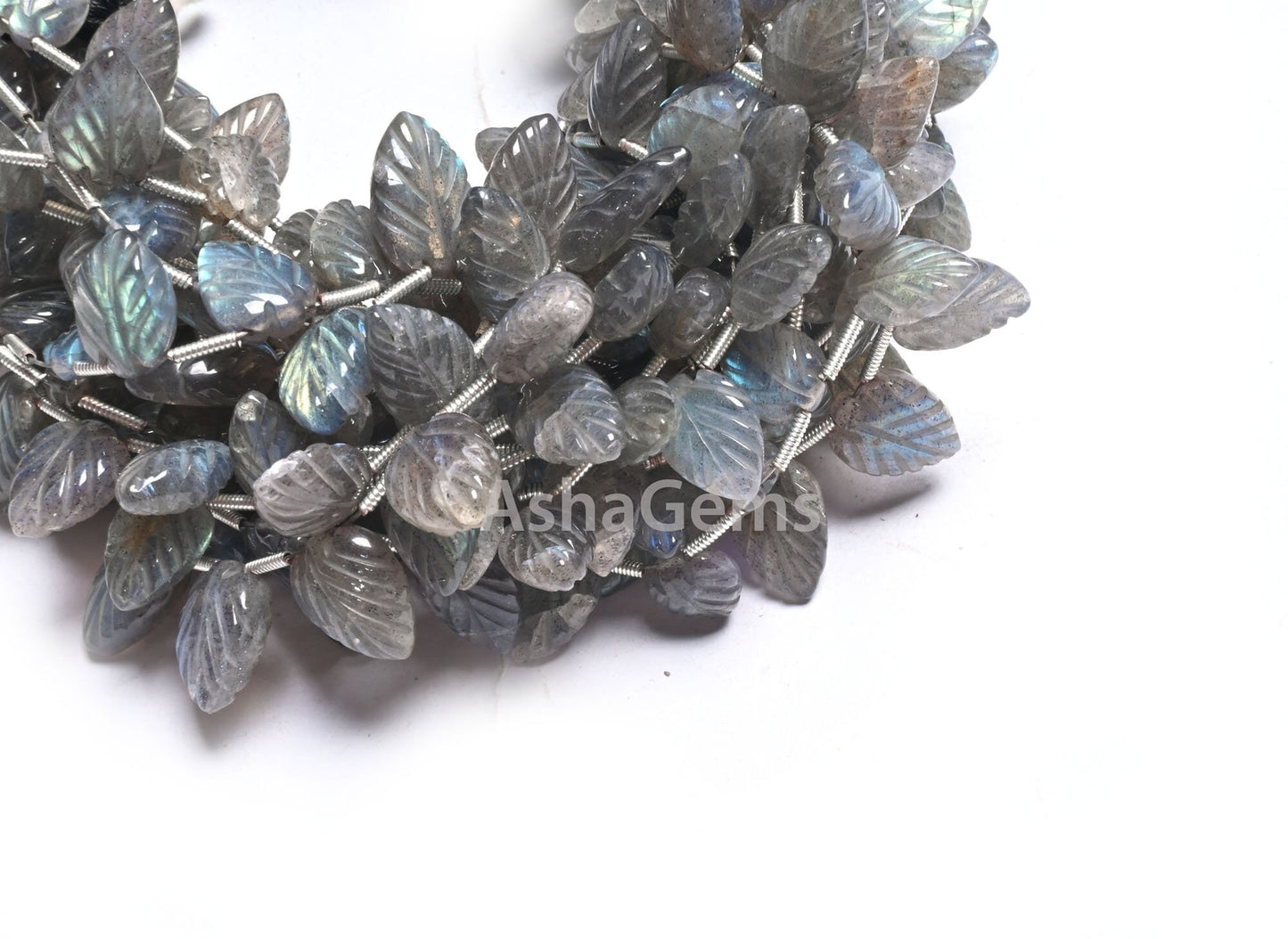 Fine Natural Blue Fire Labradorite Fancy Leaf Shape Carving Beads,8" Flashy labradorite handmade Carved Pear Gemstone Teardrop Bead Jewelry