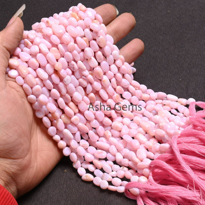 AAA Quality Pink Opal Smooth Nugget Gemstone Loose Beads,5.5-9 mm Pink Opal uneven shape Tiny Tumble Handmade Opal Bead Jewelry Making Craft (AG 22262)